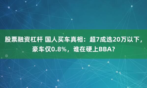 股票融资杠杆 国人买车真相：超7成选20万以下，豪车仅0.8%，谁在硬上BBA？